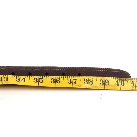 DH BROWN REAL LEATHER BEIGE CANVAS 1 3/8"Wd CASUAL DRESS MEN BELT Sz 36/90 (A22 - Picture 8 of 10